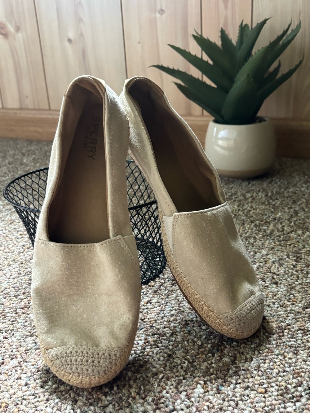Sperry Women's Light Beige Canvas Espadrille Flats